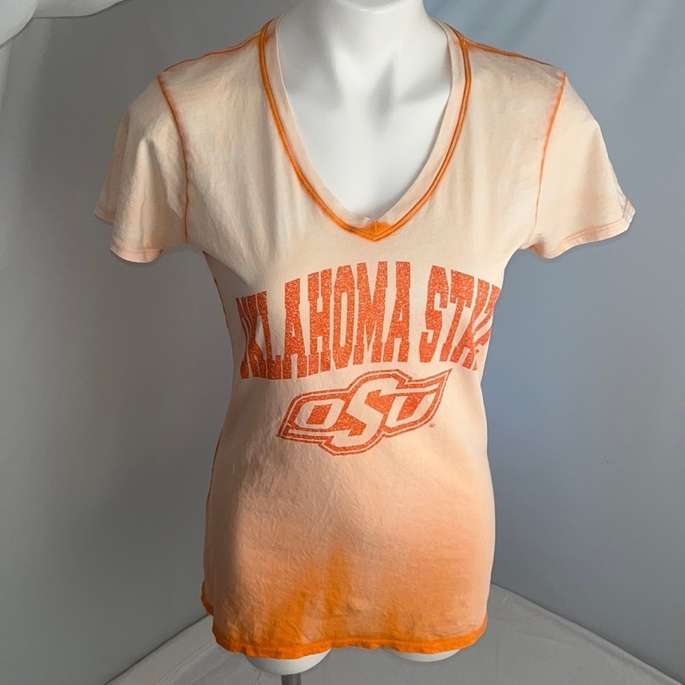 Blue 84 Oklahoma State University orange tie dye fitted short sleeve t-shirt